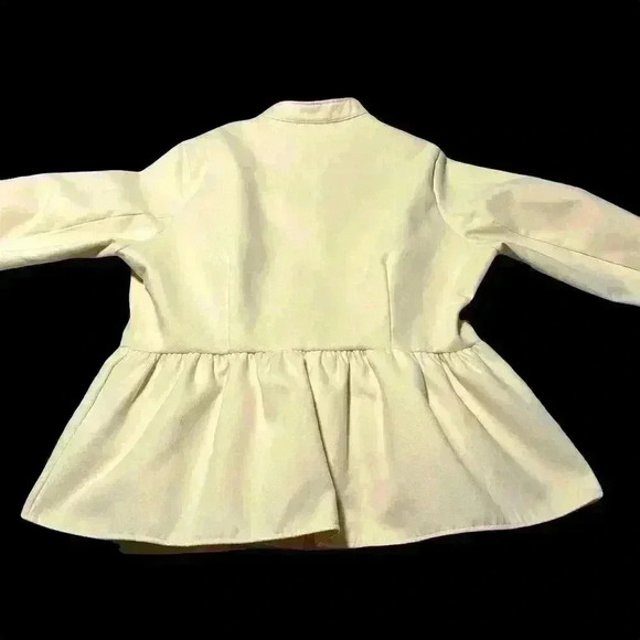 Yitemei Women's 2XL White Peplum Overcoat Stand Collar Ruffle Hem - Picture 2 of 12